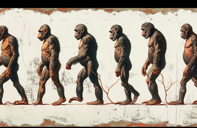 La clásica ilustración de evolución del mono al hombre es errónea