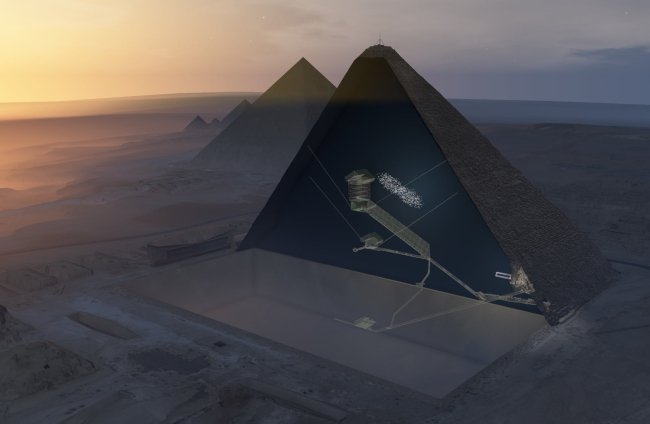 Recreación 3D de las cámaras del interior de la Gran Pirámide
