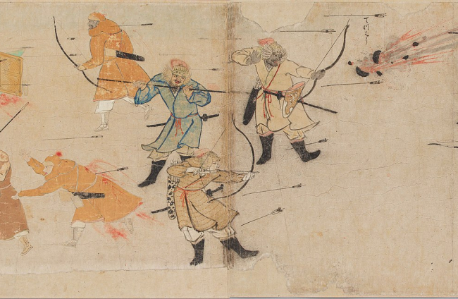 Arqueros mongoles en pleno ataque