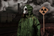 Hombre con mascara de gas en Chernobil