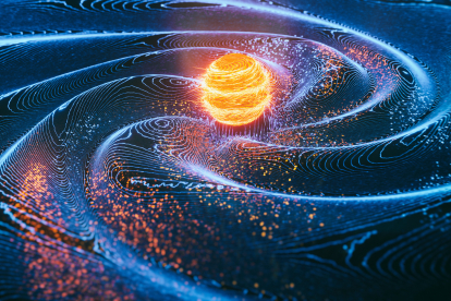 El bosón de Higgs se comporta como una partícula más, como si su vacío tuviera asignado una energía cero. Créditos: koto_feja
For example it shown how gravitational waves reveal the mergers of a black hole and neutron star. Or it illustrate inner CERN research.
Abstract SciFi horizontal image.