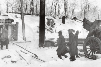 Posición de artillería de la División Azul en Leningrado