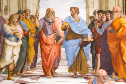 Platón y Aristóteles en la Escuela de Atenas