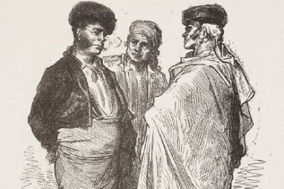 Majo y agricultores de Jerez de la Frontera ( Cádiz), ilustración aparecida en Viaje por
España Vol. I, de Gustave Doré y Charles Davillier. Dibujo del famoso ilustrador francés.