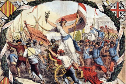 Ilustración alegórica de la Primera República española, basada en la francesa.