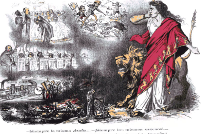 Caricatura de La Flaca sobre la situación en España durante los años de la Primera República española