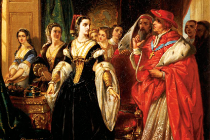 El cardenal Wolsey informa a Catalina de Aragón de la decisión de Enrique VIII