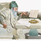 Arquímedes investigando cómo medir el volumen y cómo flotan los objetos