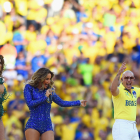 Pitbull, Jennifer Lopez, Claudia Leitte durante la Ceremonia de Apertura de la Copa Mundial de la FIFA en Brasil