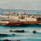 Vista de Cádiz tomada desde el castillo de San Sebastián (1830), de Ferdinand Perrot. Hasta mediados del xix, Cádiz fue el primer puerto de España, Barcelona le quita la primacía.