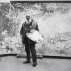 Monet delante de unos vastos lienzos de nenúfares