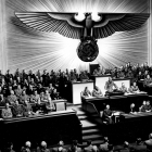 Hitler en pleno discurso ante representantes nazis. Diciembre de 1941.