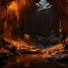 Ilustración artística de la cueva del Paleolítico