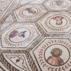 Detalle de mosaico romano con el Sol, la Luna y cinco planetas_ Venus, Marte, Mercurio, Júpiter. Foto: ALAMY