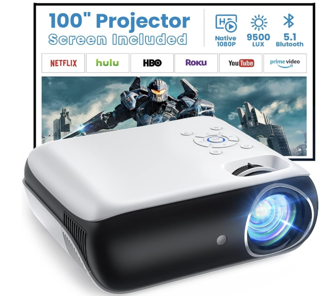 El cine en casa con este proyector portátil barato que soporta 4K y ofrece  hasta 300 pulgadas a precio mínimo con cupón