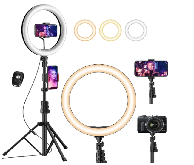  Neewer Anillo de luz de 18 pulgadas, 55 W regulable 5500K luz  con 240 LED filtro de color, tubo suave y bolsa de transporte para ,  TikTok, selfies y fotografía, compatible