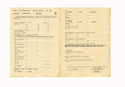 En este cuestionario de octubre de 1940, Asperger declaró varias pertenencias a organizaciones afiliadas al partido nazi / Hans Asperger, National Socialism, and “race hygiene” in Nazi-era Vienna