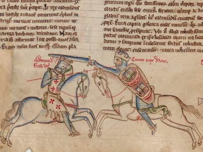 Canuto y Edmund, enfrentados en la batalla. Imagen: Wikicommons