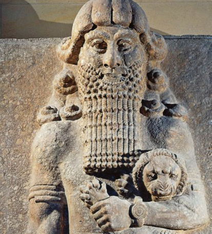 Estatua de Gilgamesh, rey de Uruk y héroe de la mitología mesopotámica, en Khorsabad, Iraq. Foto: GETTY