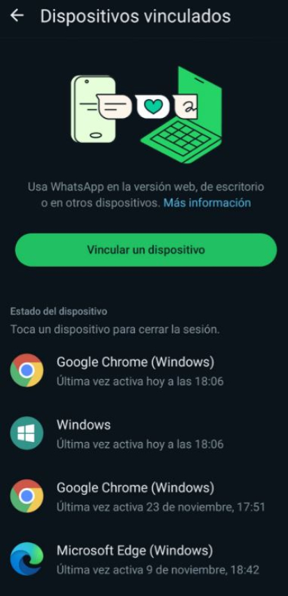 Dispositivos vinculados a Whatsapp