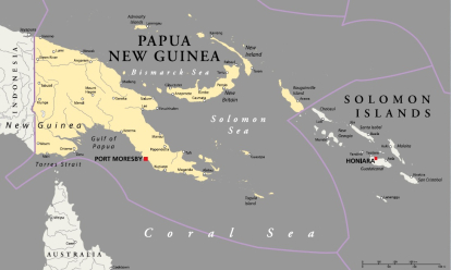 Mapa político Nueva Guinea