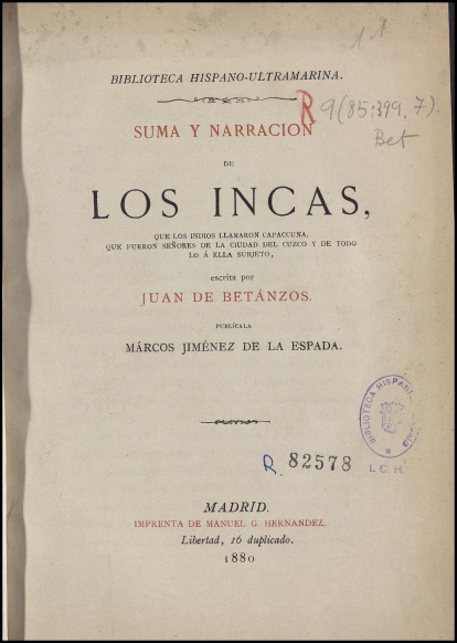 Suma y narracion de los Incas