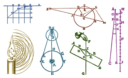 Los seis primeros diagramas físicos desde la Revolución científica de los siglos XVI y XVII.