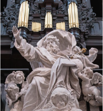 Dios Padre, estatua de mármol por Artus Quellinus el Joven (1625-1700), dentro de la catedral de San Salvador en Brujas, Bélgica.