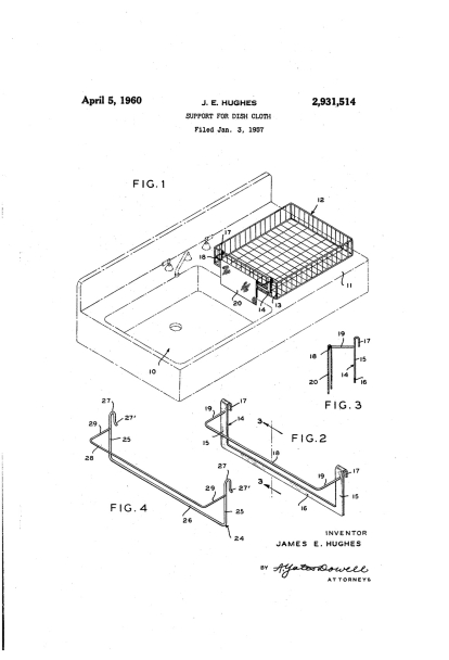 Escurrepaños, un invento que se pierde en la historia de la humanidad pero que fue patentado en 1960. Fuente: Google Patents.